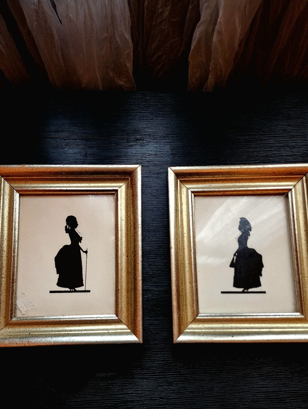 Rare Antique 1930s Pair Of Borghese Framed Silhouettes